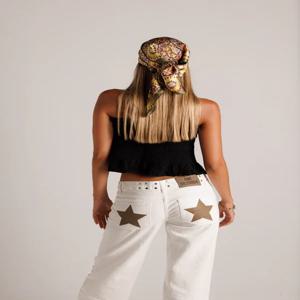 빈티지 스플라이싱 배기 진 여성 스트리트 하라주쿠 힙합 하이웨이스트 진 여성 의류 캐주얼 와이드 레그 팬츠 여성 진