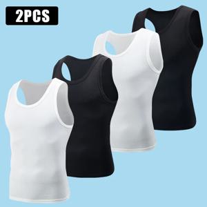 2/1 Pcs 흑백 클래식 조커 남자 조끼 청소년 레저와 편안한 넓은 어깨 셔츠 스포츠 좁은 어깨