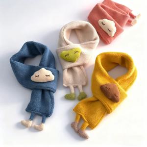 귀여운 구름 모양 아기 스카프 3D 인형 어린이 니트 목도리 1-5세 남아 여아 어린이 크로스 스카프 겨울 따뜻한 울 목도리