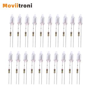 220V에 연결된 저항이 있는 20PCS 네온 표시 등 4mm 5mm 6mm 네온 글로우 램프 메인 표시기-빨간색 조명