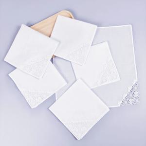 28CM/11인치, 3/6개 얇은 순면 레이스 손수건 웨딩 장식 홈 장식 가방 장식 손수건 단색