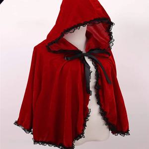 새로운 여성용 할로윈 의상 빨간모자 공주 후드 스테이지 공연 레이스 트림 망토 여성용 의상