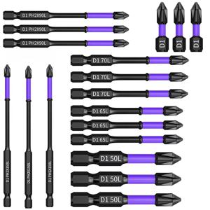 6PC 업그레이드 된 높은 경도와 강력한 자기 비트 25/65/70/90/150mm 미끄럼 방지 크로스 고경도 전기 핸드 드릴 나사 세트