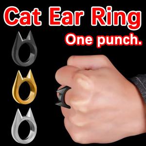 셀프 디펜스 고양이 귀 모양 링 창문 파괴기 여성용 안티울프 남성용 싱글 핑거 버클 휴대용 방어 스파이크 핑거 타이거.
