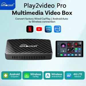 OTTOCAST Play2Video Pro Ai Box Pro 내장 YouTube Netflix IPTV 비디오 박스 무선 CarPlay Android Auto 어댑터에 연결