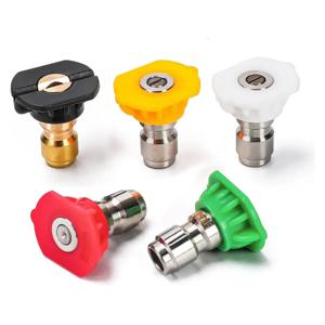 5개 고압 세척기 스프레이 노즐 팁 노즐 1/4인치 퀵 커넥트 0 15 25 40도 워터 제트