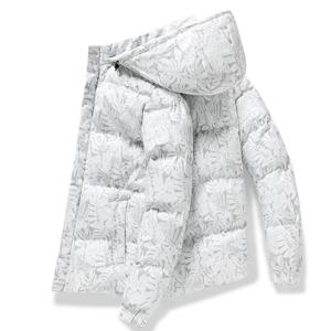 신상 남성용 3D 플로럴 프린트 파카 코트 겨울용 면 패딩 재킷 남성용 후드 따뜻한 카모플라주 두꺼운 다운 면 패딩 재킷