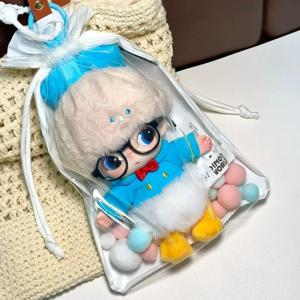 끈 디자인의 방진 투명 인형 보호 커버 간단하고 세련된 가방 키체인에 걸 수 있음