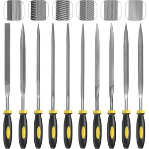 니들 파일 세트 5/10PCS 고탄소강 파일 세트 미끄럼 방지 손잡이 수공예 금속 도구 목재 플라스틱 모델 보석 및 DIY용