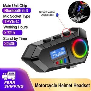 KEBIDUMEI 1/2PCS 오토바이 헤드셋 헬멧 BT5.4 방수 핸즈프리 통화 음악 플레이어 스피커 Fm 라디오가있는 무선 이어폰