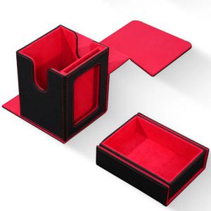 디스플레이 창이 있는 커맨더 덱 박스, 카드 덱 박스는 주사위 트레이가 있는 더블 슬리브 카드 100개 이상을 수납 가능