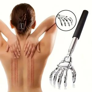 1/2개입 마사지기 등 긁개 스테인리스 스틸 고스트 핸드 텔레스코픽 긁개 휴대용 확장형 제품 가려움 마사지 도구