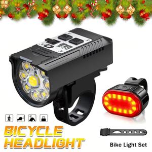 자전거 헤드라이트 9 LED 자전거 전조등 충전식 초경량 핸들바 라이트 방수 사이클링 플래시라이트 크리스마스 선물