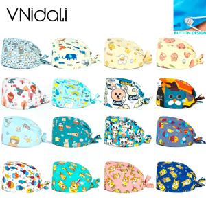 인쇄 whith 버튼 스크럽 캡 건강 서비스 모자 수술 수술 모자 수의사 실험실 작업 모자 간호 모자 gorro enfermera 스크럽 모자