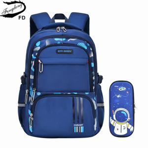Fengdong 초등학생 배낭 세트 소년 대형 학교 배낭, 큰 하드 연필 케이스 학교 야광 배낭 많은 주머니