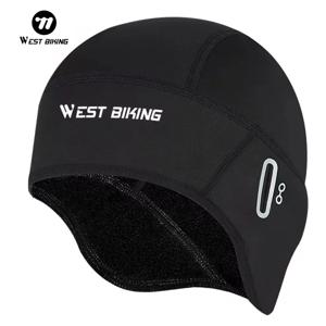 WEST BIKING 겨울 양털 사이클링 모자 방풍 열 해골 모자, 헬멧 라이너, 달리기 스키 오토바이 라이딩 남성용, MTB 자전거 모자