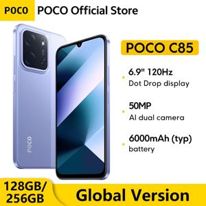 POCO C85 글로벌 버전 스마트폰 128GB 256GB MTK Helio G81-Ultra 6.9인치 도트 드롭 디스플레이 50MP 메인 카메라 6000mAh 33W 충전