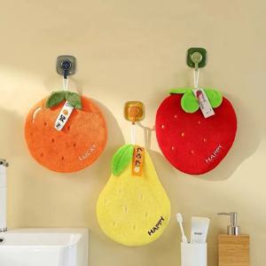 매달려 산호 양털 크리 에이 티브 과일 핸드 타올 주방 홈 게으른 핸드 타올 두꺼운 흡수성 어린이 타월