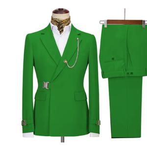 2 조각 남성용 비즈니스 정장 레귤러 피트 노치 라펠 댄스 파티 턱시도 결혼식 (블레이저 + 바지) 가슴 액세서리는 포함되어 있지 않습니다