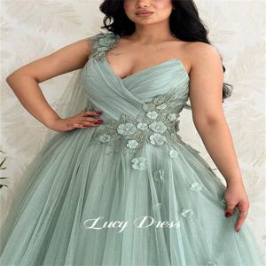 Lucy 라이트 그린 파티 이브닝 원피스 메쉬 그레이스 Eid Al-fitr 라인 A 무도회 드레스, 2024 무도회 가운, 정식 웨딩, 긴 맞춤형