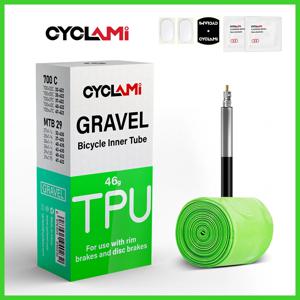 CYCLAMI 초경량 로드 MTB 29 자전거 TPU 이너 튜브 타이어 프렌치 밸브 FV 45mm 그래블 700C 32C 35C 37C 40C 47C 초경량