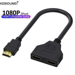 HDMI 분배기 어댑터 케이블 1 남성-듀얼 HDMI 호환 2 웨이 여성 Y 분배기 케이블 1 in 2 Out 노트북 TV 모니터 용