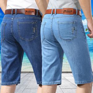 남성용 얇은 자수 데님 반바지, 비즈니스 캐주얼 스트레이트 짧은 청바지, 남성 브랜드 의류, 블랙 블루, 새로운 스타일, 여름