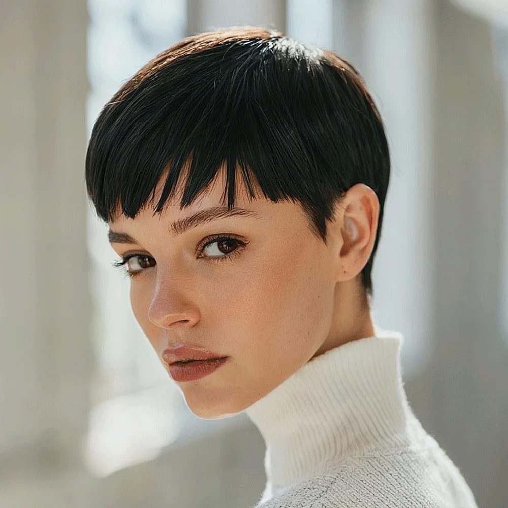 저렴한 최고급 짧은 밥 가발 인모 613 블론드 컬러 멀릿 디자인 앞머리 레이어드 웨이브 픽시컷 기계식 제작 (흑인용)