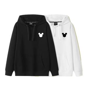 여성을위한 만화 마우스 패턴 커플 후드 까마귀 2024 가을 새로운 느슨한 긴 소매 풀오버 까마귀 코트 캐주얼하고 단순한