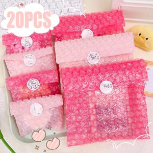 5/10/20PCS 핑크 하트 모양의 버블 가방 Photocard 셀프 인감 포장 가방 메일러 패딩 봉투 가방 카드 스티커