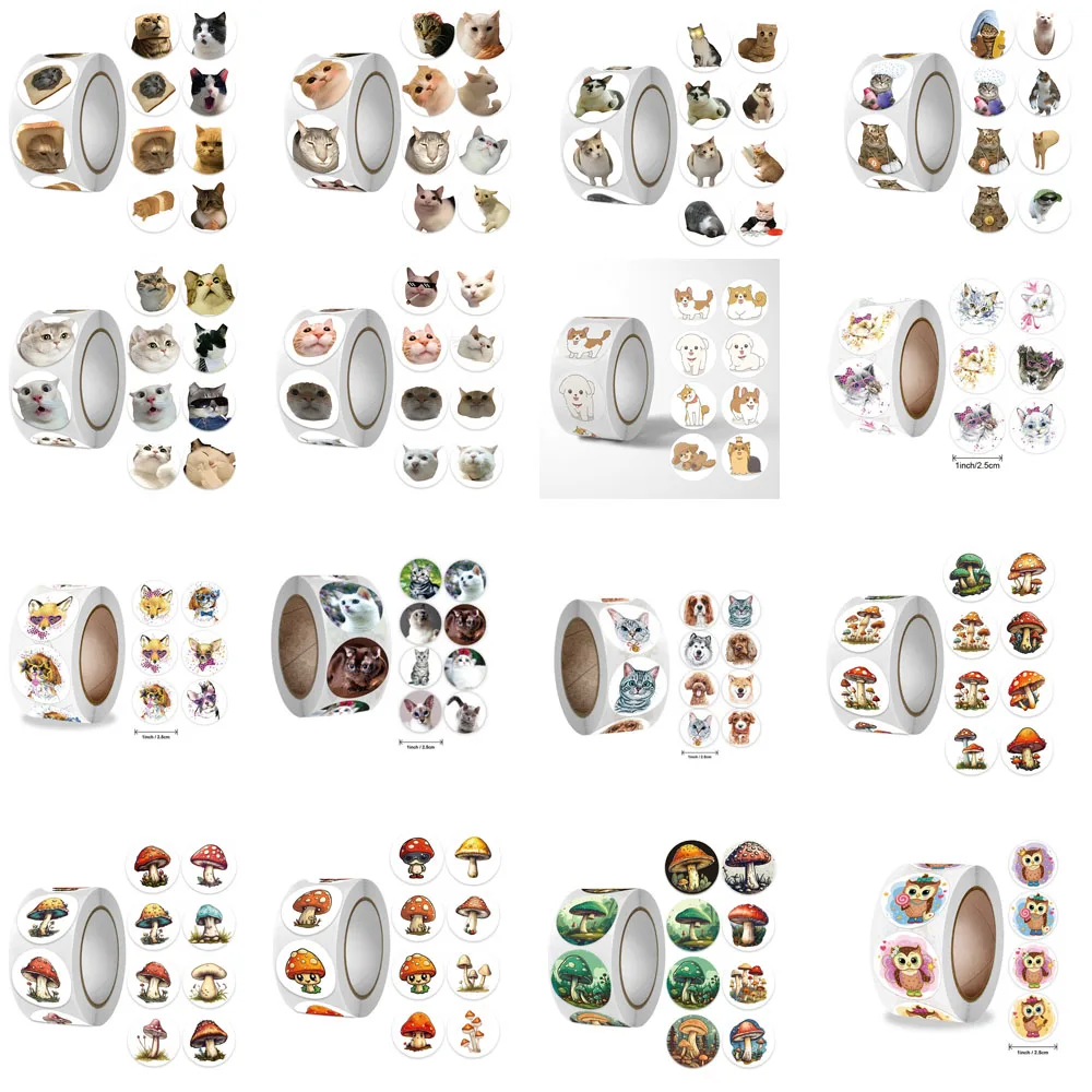 500개 귀여운 고양이 동물 보상 스티커 새로운 동기 부여 스티커 DIY 창의적 친환경 캠퍼스 사무실 자가 접착 라벨