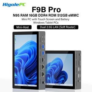 Higole F9B Pro 7'' 미니 PC 인텔 N95 윈도우 11 WiFi5 16G 512G 5000mAh 듀얼 2.5G LAN 4K SIM 슬롯 노트북 데스크탑 미니 컴퓨터