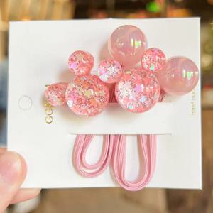 2PCS 만화 머리 소녀 사랑스러운 탄성 헤어 밴드 공주 헤어 액세서리 어린이 헤어 넥타이 아기 모자를 쓰고 있죠