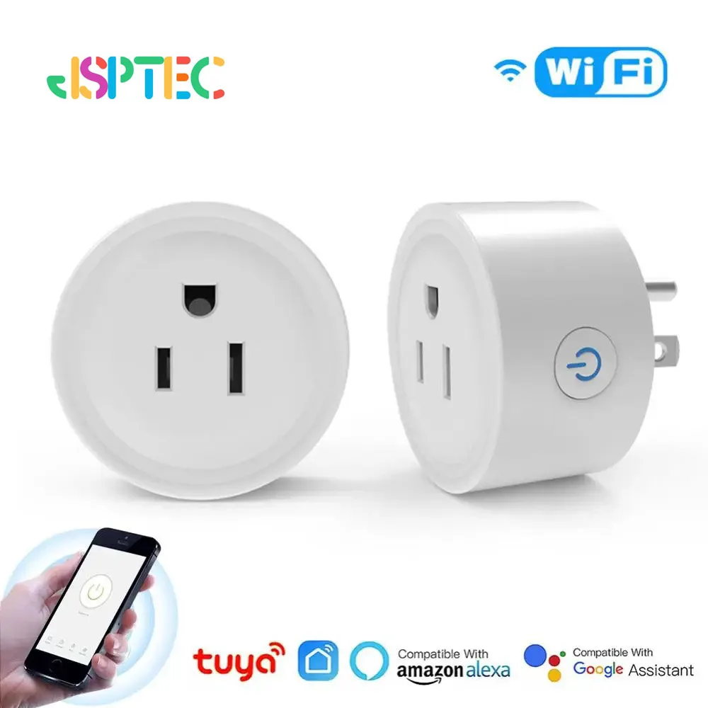 Tuya 스마트 Wifi 플러그 미국 표준 무선 콘센트 10A 원격 제어 스마트 가전 제품은 Alexa Google 홈과 함께 작동합니다.