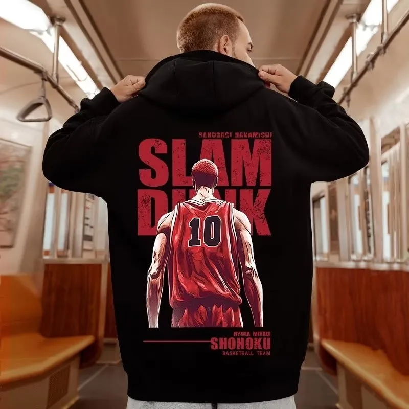 M-8XL 까마귀 남성용 대형 까마귀 느슨하고 세련된 일본 슈퍼 팝 애니메이션 덩크 프린트 긴 소매 더블 셔츠