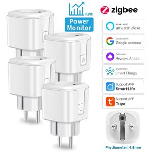 Tuya ZigBee EU 스마트 플러그 16A/20A 스마트 플러그 전력 모니터 원격 애플리케이션 타이머 음성 제어 알렉사 구글 홈 호환