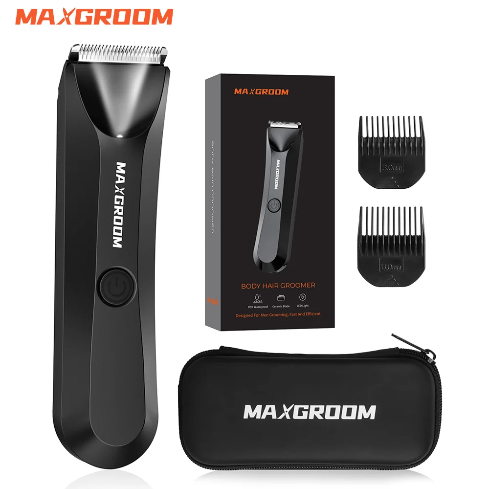 MAXGROOM 남성용 면도기 사타구니 음모 손질용 볼 트리머 바디 헤어 트리머 교체 가능한 세라믹 블레이드 헤드 전기 면도기
