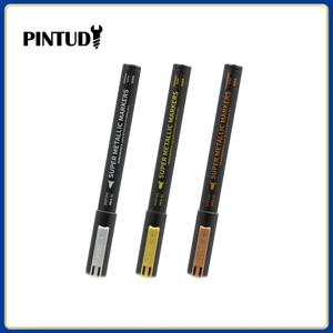 DSPIAE MKS 슈퍼 메탈릭 마커 3 색 브러시 펜 세트 페인트 도구 세트 모델 도구 한 극 양방향 0.5mm 2.0mm 펜 팁