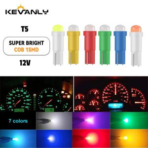 10pcs T5 LED 조명 T5 COB W1.2W W3W LED 자동차 인테리어 조명 자동 사이드 웨지 대시 보드 게이지 악기 램프 전구 12V 흰색 녹색