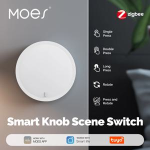 MOES ZigBee 스마트 노브 스위치 버튼 Tuya 무선 장면 컨트롤러 배터리 구동 자동화 시나리오는 SmartLife 앱과 함께 작동합니다.