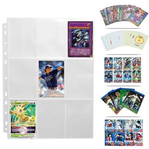 50PCS 9 포켓 앨범 카드 홀더 바인더 페이지 트레이딩 게임 YuGih 카드 컬렉션 투명 폴더 카드 보관 장난감