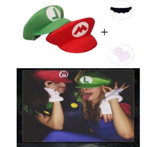 할로윈 루이지 슈퍼브라더스 수염 장갑을 장착한 만화 빨간색 녹색 모자는 애니메이션 캐릭터 의상을 장식합니다.