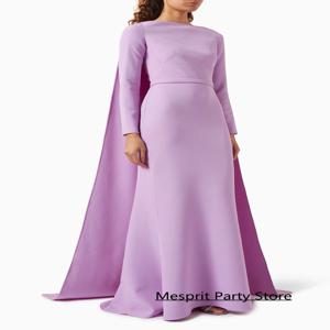 케이프 사용자 정의 보트 넥 긴 소매 인어 파티 가운 여자 아라비안 댄스 파티 드레스와 간단한 아랍 이브닝 드레스