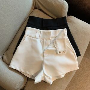 하이웨이스트 화이트 수트 반바지 여성 캐주얼 A라인 팬츠 슬림 스트레이트 와이드 레그 여름 신상 패셔너블