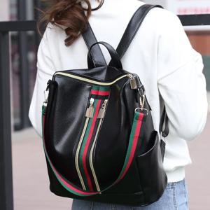 더블 숄더백, 대용량 겸용 여성용 가방, 패셔너블한 스트라이프 컬러 대비 한국식 여성용 백팩