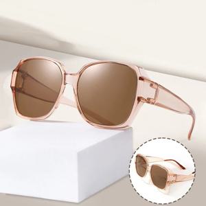 패션 라운드 편광 선글라스 커버 근시 처방 안경 휴대용 남성 여성 빈티지 낚시 운전 안경