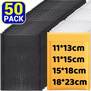 50/40/30/20/10PCS 크래프트 버블 메일러 자체 밀봉 종이 봉투 포장용 방수 쿠션 패딩 폼 배송 가방