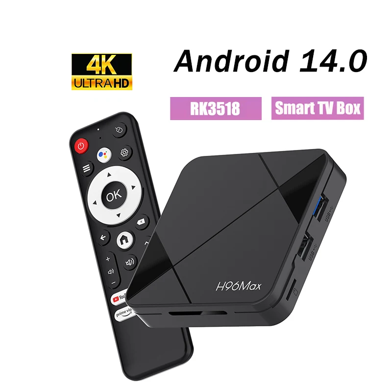 새로운 셋톱박스 안드로이드 14.0 TV H96 MAX RK3518 4K Wifi6 BT5.4 음성 비서 리모컨 안드로이드 스마트 TV 박스 2GB 16GB 8GB