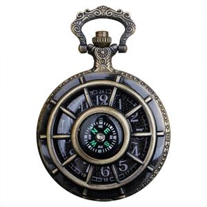 절묘한 나침반 디자인 빈티지 할로우 해골 주머니 시계 여성 남자 목걸이 펜던트 체인 선물 골동품 시계