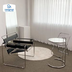 북유럽 바실리 캐주얼 싱글 중세 산업 스타일 바우하우스 안장 가죽 메쉬 레드 포토 소파 의자 거실 의자